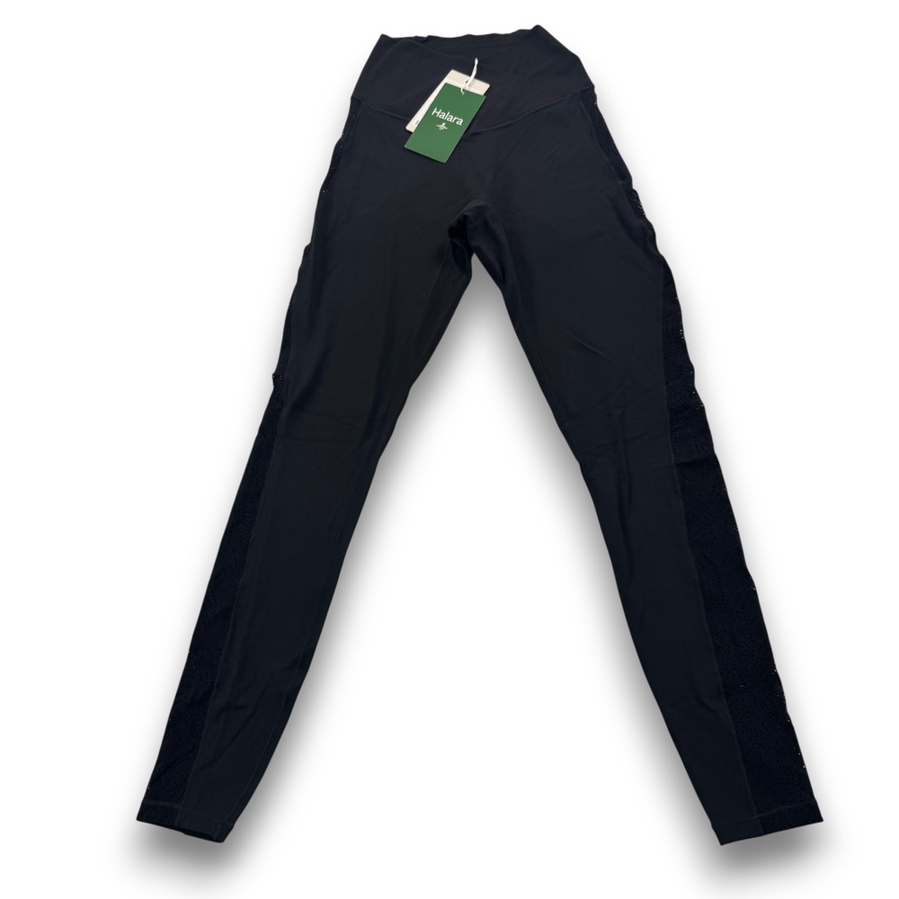 Halara Softlyzero Black Crossover High Waisted Mesh Leggings XS 7/8